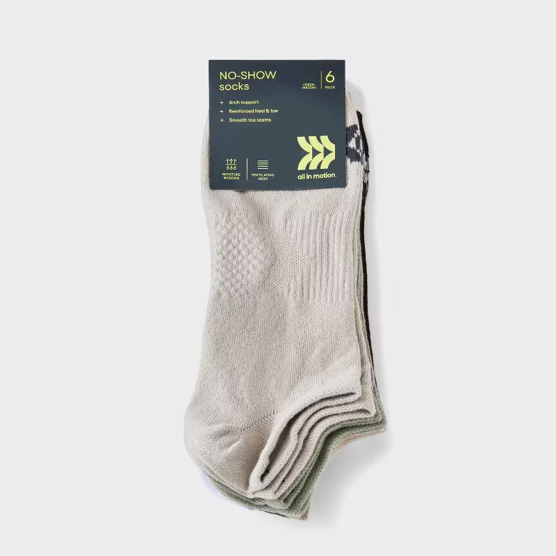 Men's Striped Lightweight Dart No Show Socks 6pk - All In Motion™ 6-12 | Target