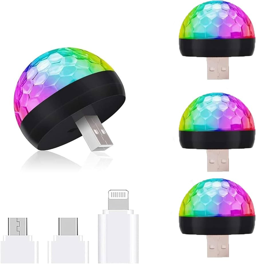 USB Mini Disco Light USB Mini Portable Disco Ball with Mobile Phone Adapter Disco Strobe Ball Par... | Amazon (US)