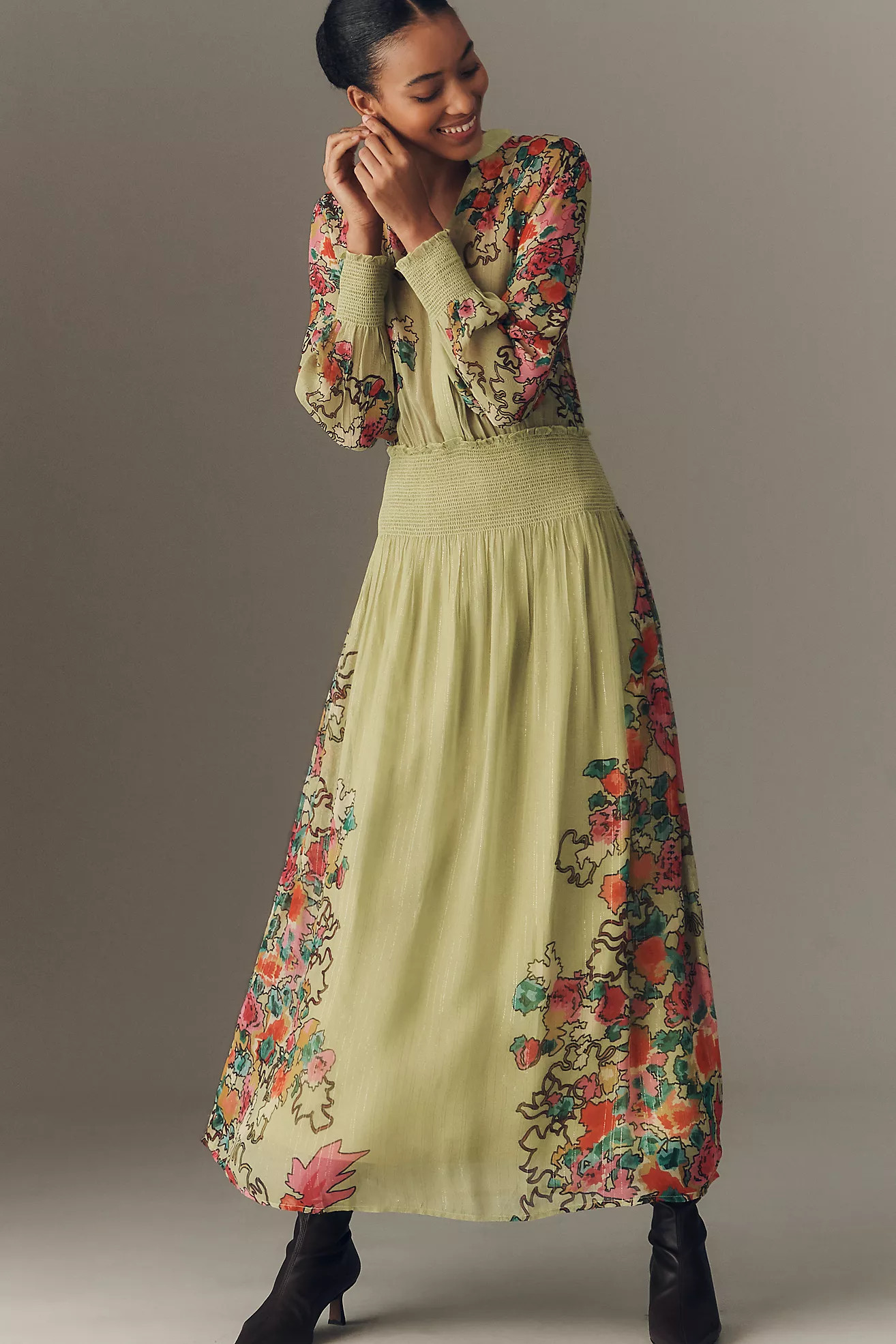 Bl-nk Rosaley Long-Sleeve Maxi Shirt Dress | Anthropologie (US)