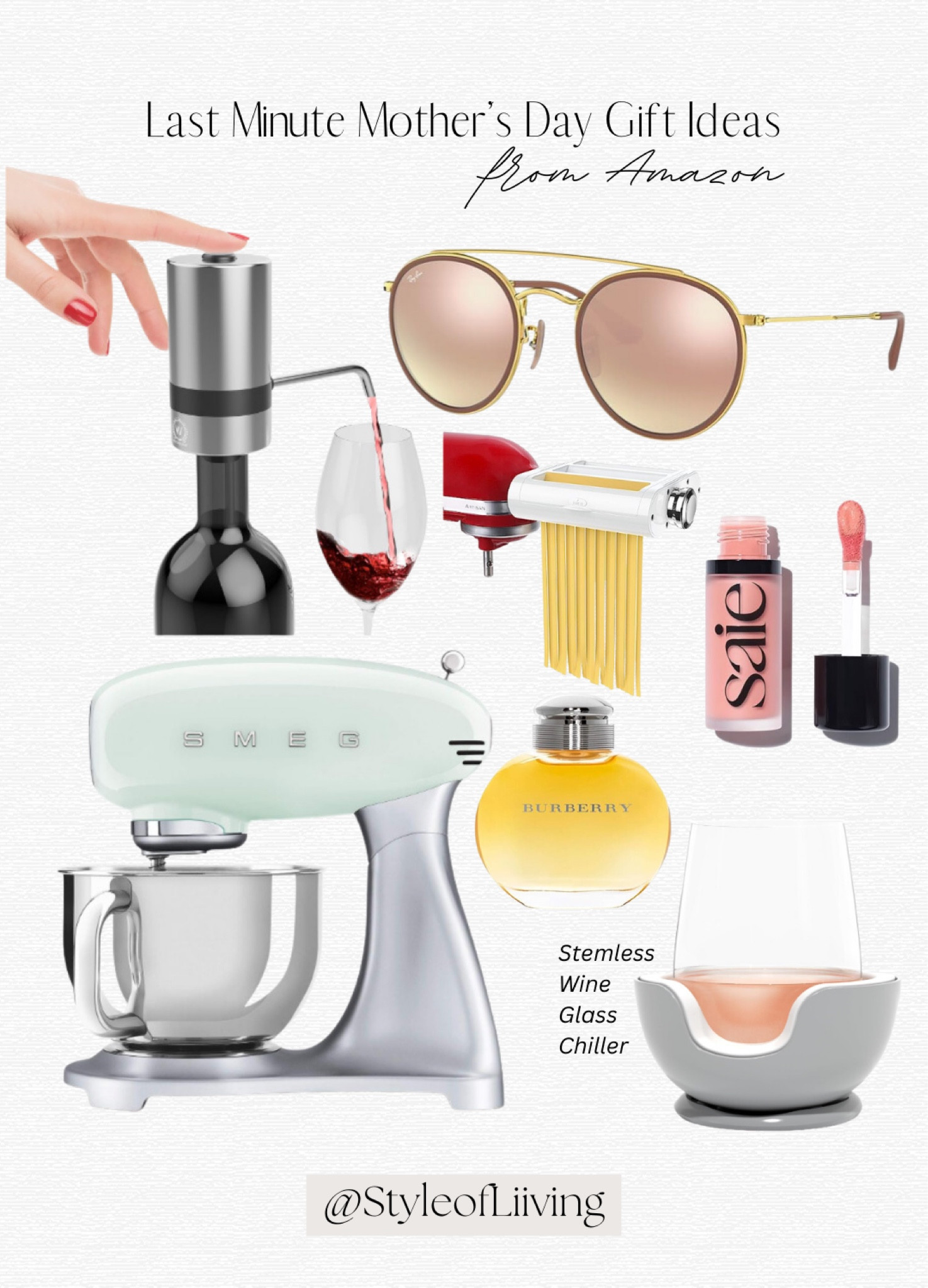 Last minutes Mother’s Day gifts. Wine lovers, ray bans, sunglasses, makeup, perfume, pasta maker attachment, blender, wine aerator #founditonamazon 

#LTKGiftGuide #LTKBeauty #LTKHome