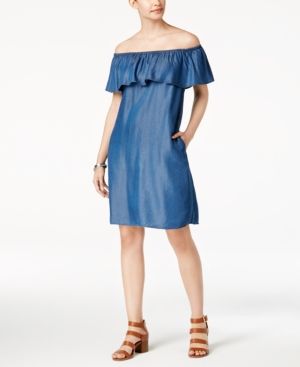 Style & Co Petite Off-The-Shoulder Denim Dress, Created for Macy's | Macys (US)