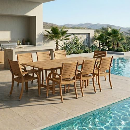 Urban Elements Mykonos 9-Piece Rectangular Patio Furniture Set | 100% Certified Teak | Backyard F... | Amazon (US)