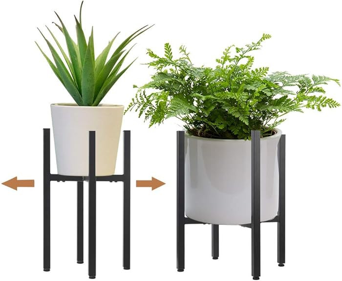 YueTong 2 Pack Metal Plant Stand Indoor with Adjustable Width Fits 8 to 12 Inch Pots,Mid-Century ... | Amazon (US)