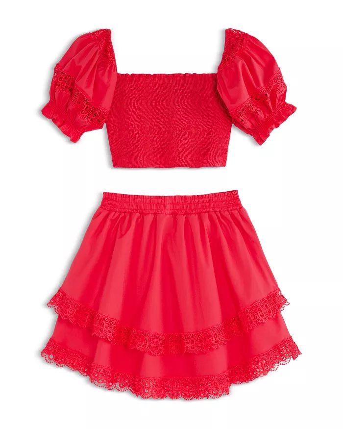 Girls' Simone Cotton Eyelet Trim Skirt Set - Big Kid | Bloomingdale's (US)