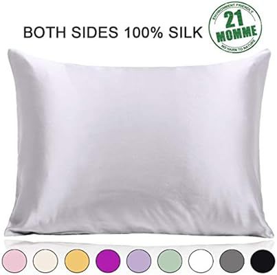 100% Pure Mulberry Silk Pillowcase Standard Size 21 Momme 600 Thread Count for Hair and Skin With... | Amazon (US)