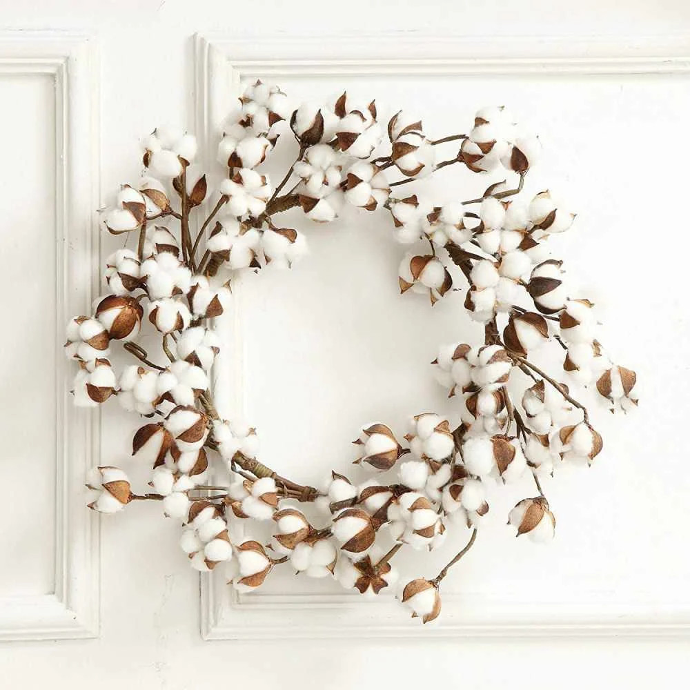 Cotton Wreath for Front Door Year Round - Farmhouse Wall Decor Cotton Fall Wreath - Real Cotton B... | Walmart (US)