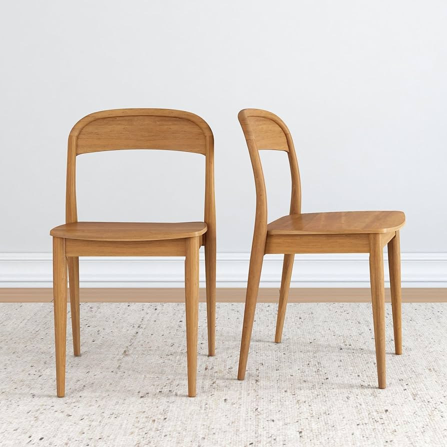 Plank+Beam Loar Dining Chair (2-Pack) - Mid-Century Rubberwood and Engineered Wood with Curved Ba... | Amazon (US)