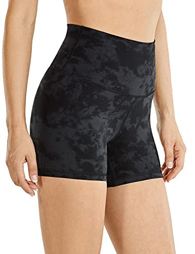 CRZ YOGA Women's Naked Feeling Biker Shorts - 4 Inches High Waist Yoga Workout Running Gym Spandex Tie Dye Smoke Ink Small | Amazon (US)