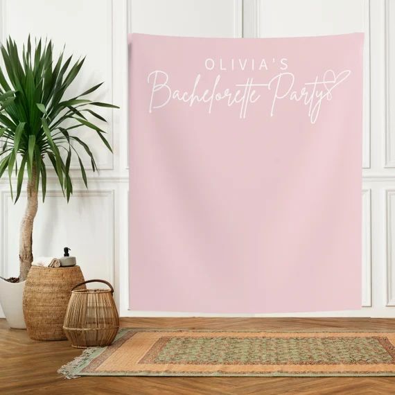 Bachelorette Pink Minimal Photo Backdrop, Bachelorette Party Wall Decor, Girly Bachelorette Banne... | Etsy (US)