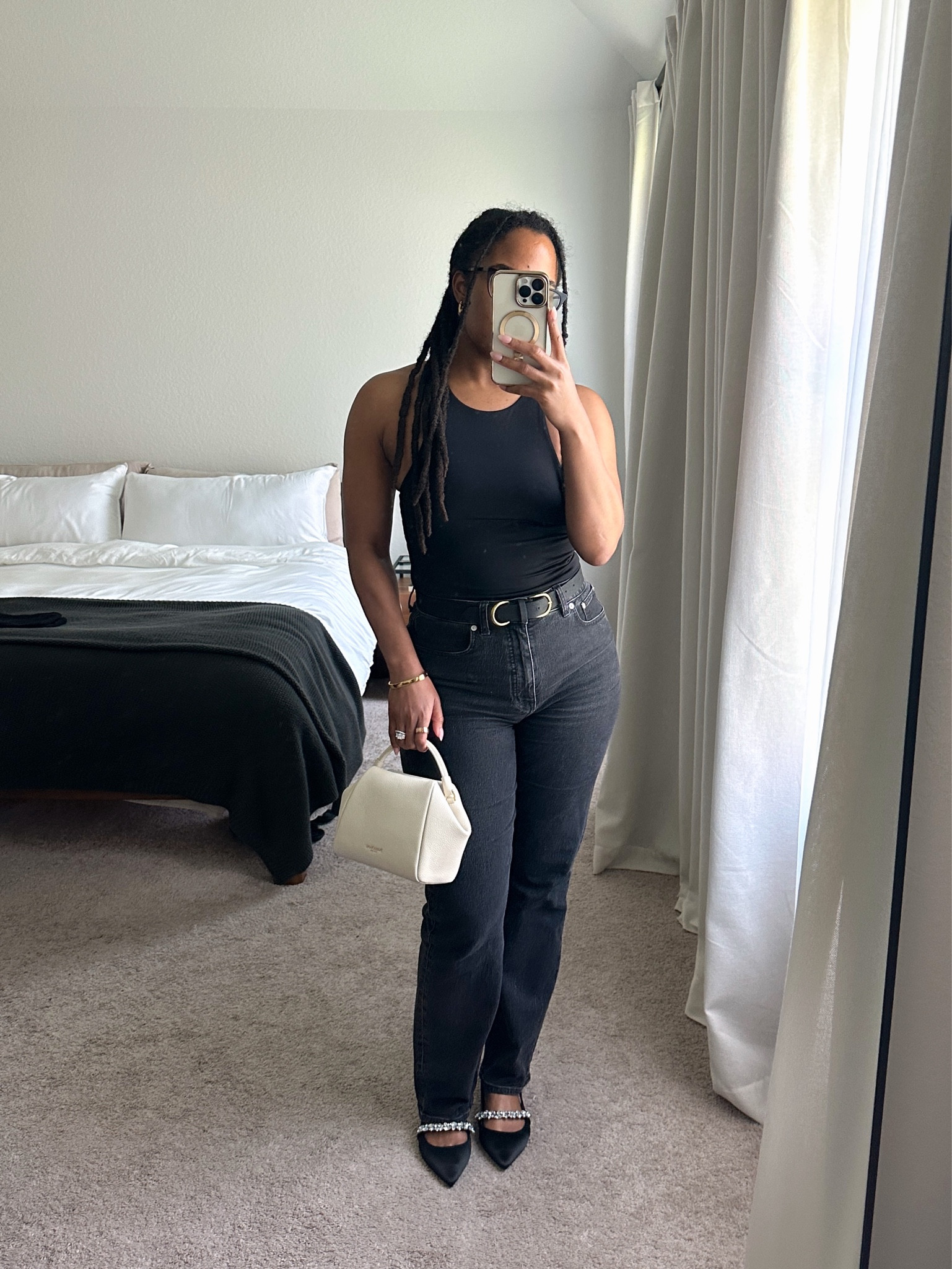 Minimalist outfit | black outfit | elevated casual style | early fall outfit idea | edgy elegantt

#LTKStyleTip #LTKShoeCrush #LTKItBag