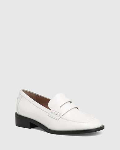 Fletcher White Leather Flat Loafer | Wittner