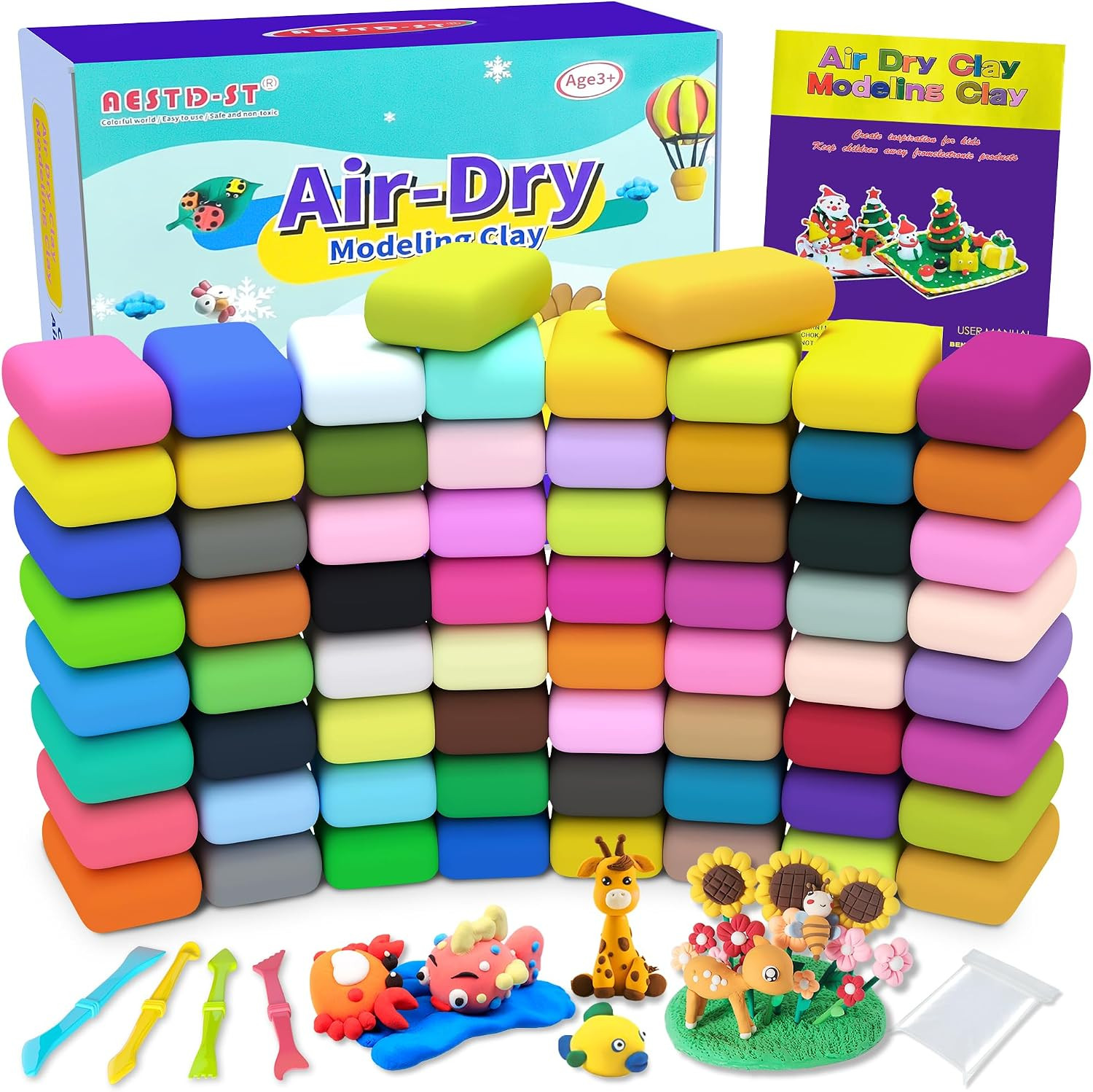 Aestd-ST Air Dry Clay 66 Colors, Modeling Clay for Kids, DIY Magic Clay | Amazon (US)