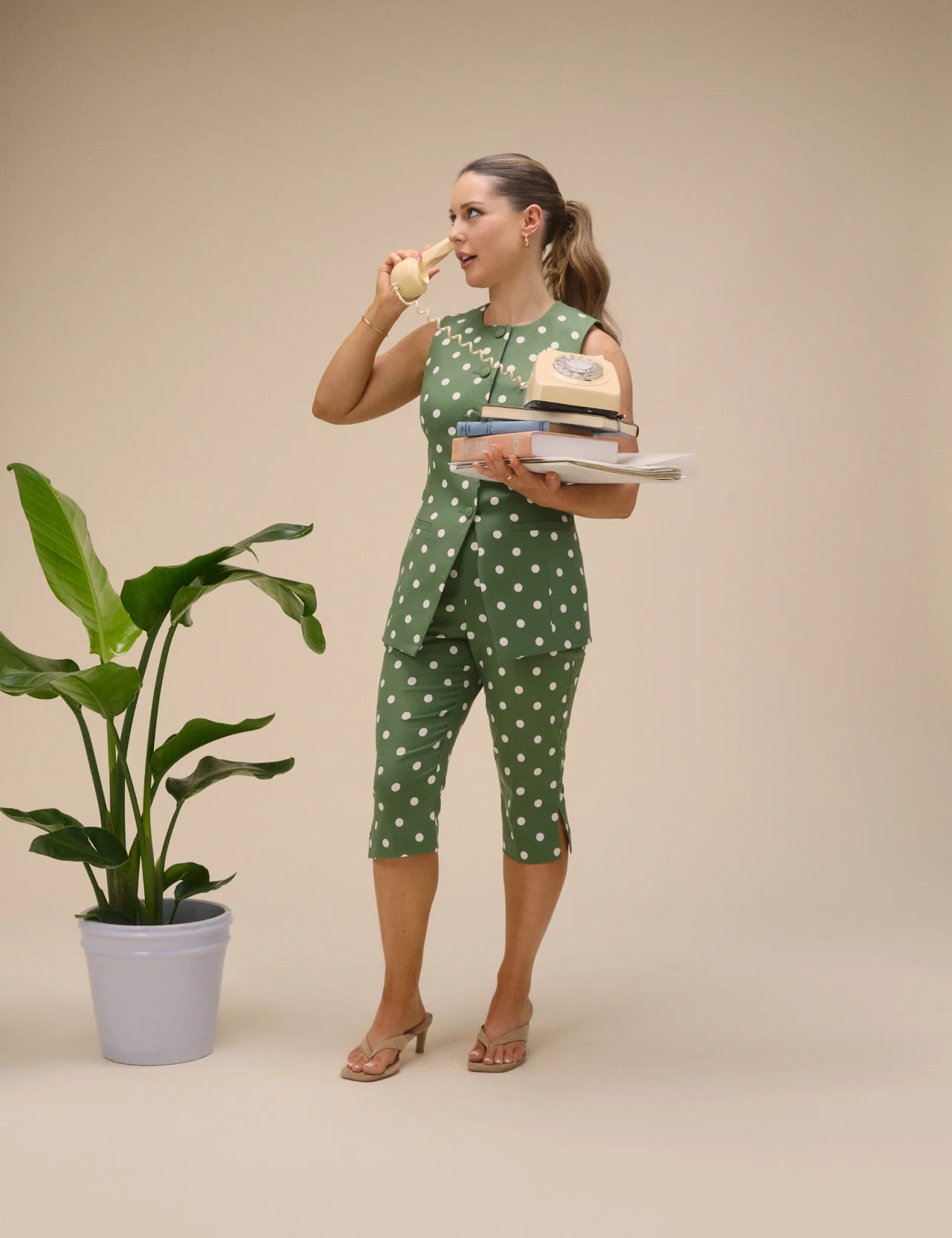 Green Polka Dot Capri Trousers | Nobody's Child