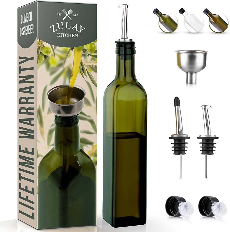 Zulay Olive Oil Dispenser For Kitchen, Glass Oil Container With Spout, Oil Decanter/Cruet Dispens... | Amazon (US)