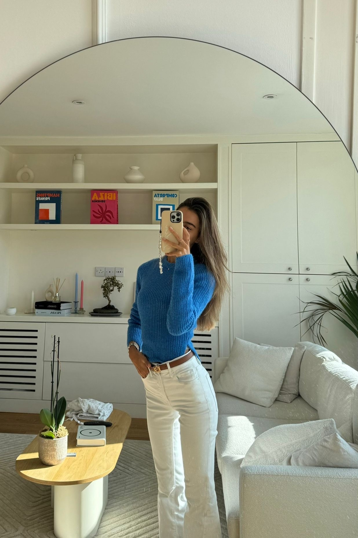 Blue knitted jumper, white jeans, Loewe belt, Topshop, good American 

#LTKSeasonal #LTKstyletip #LTKeurope