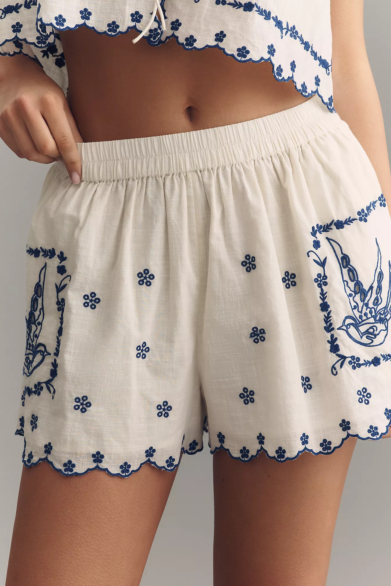 Maeve 100% Cotton Province Town Embroidered Shorts | Anthropologie (US)
