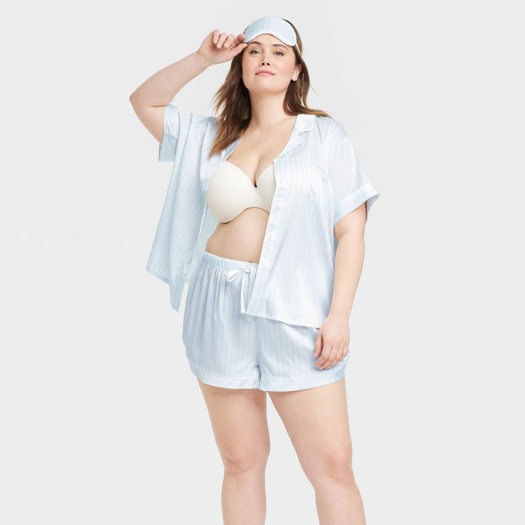 Women's 3pc Satin Notch Collar and Shorts Pajama Set - Stars Above™ | Target