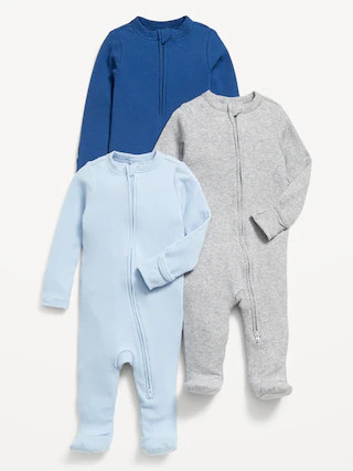 2-Way-Zip Sleep & Play Footed One-Piece 3-Pack for Baby | Old Navy (CA)