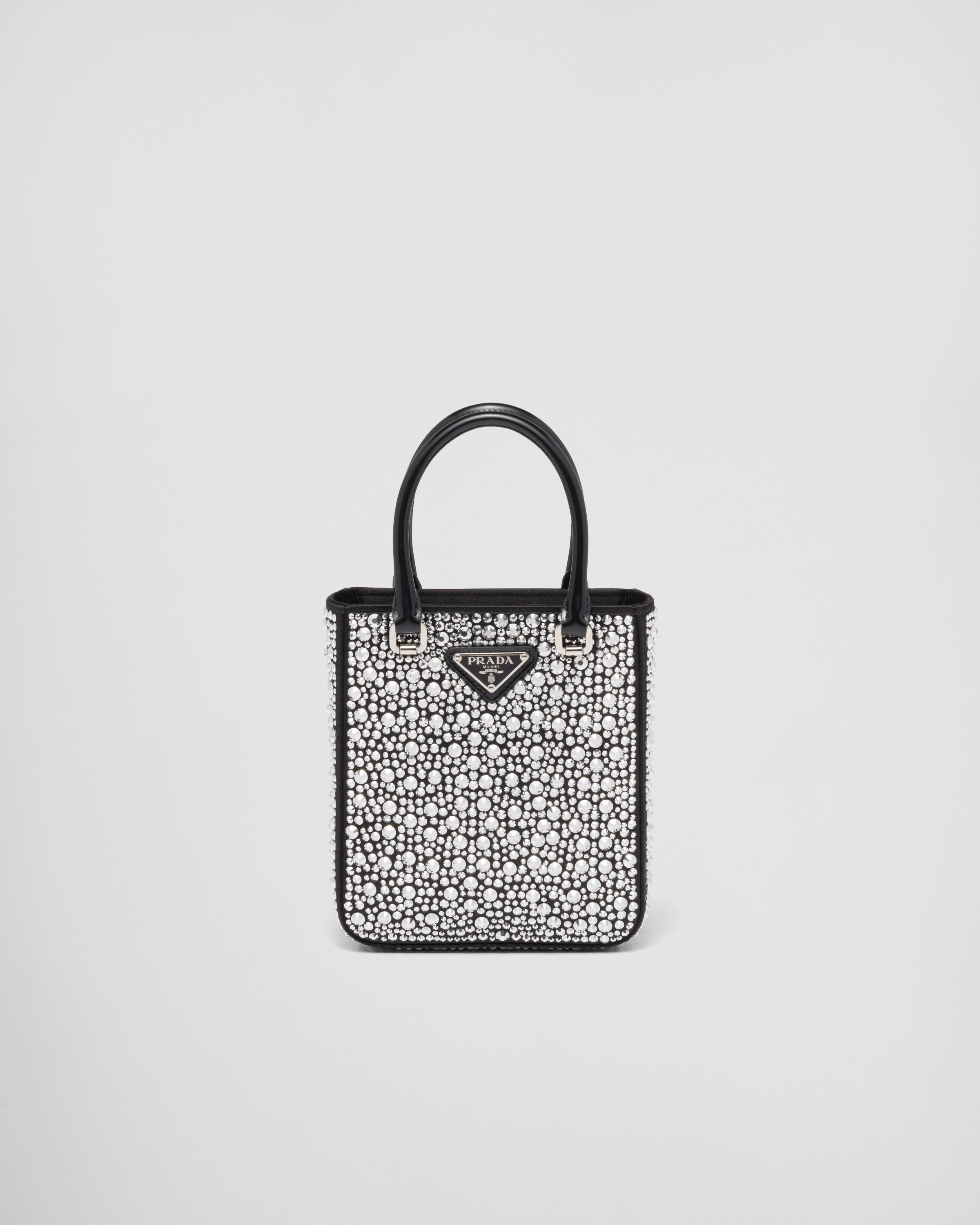 Small satin tote bag with crystals | Prada Spa UK