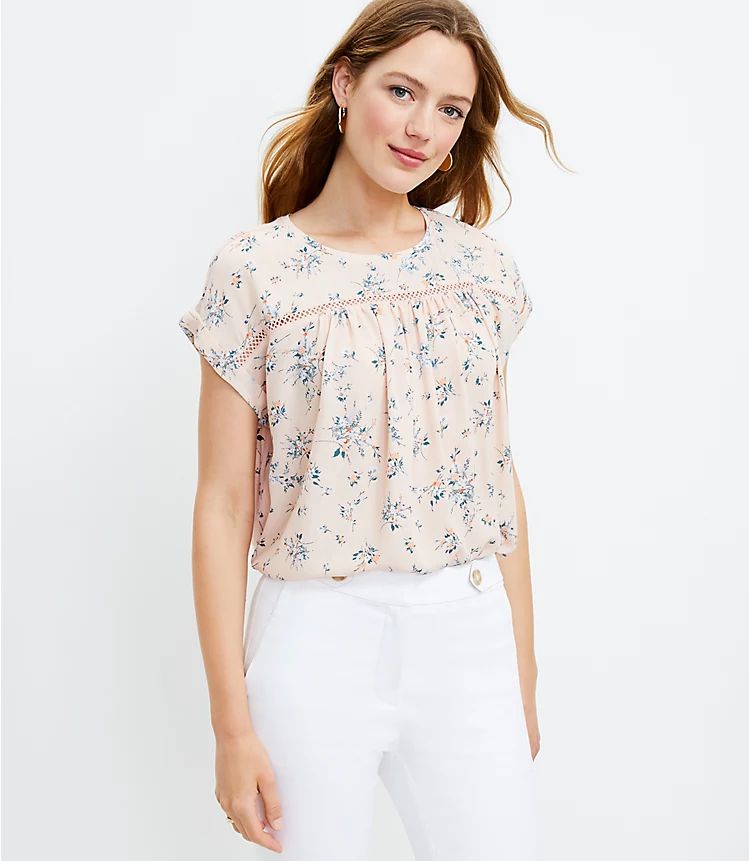 Garden Lacy Pleated Mixed Media Top | LOFT | LOFT