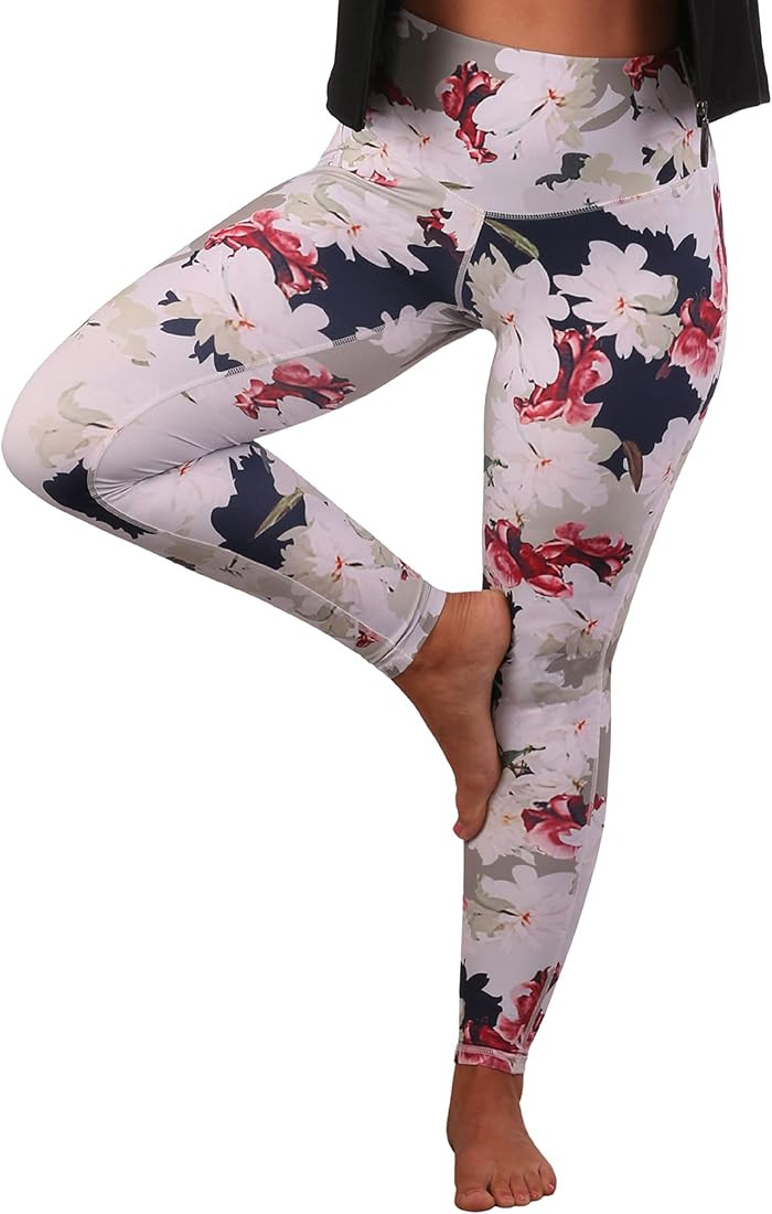Joy of Missing Out High Waisted Buttery Soft Opaque Flower Yoga Tights, Pilates Pants for Women | Amazon (UK)