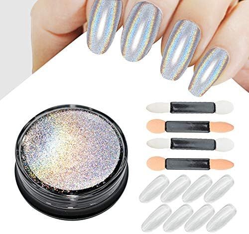 Nail Powder Wenida 1Jar Holographic Laser Synthetic Resin Pigment Manicure Art Decoration With 4p... | Amazon (US)