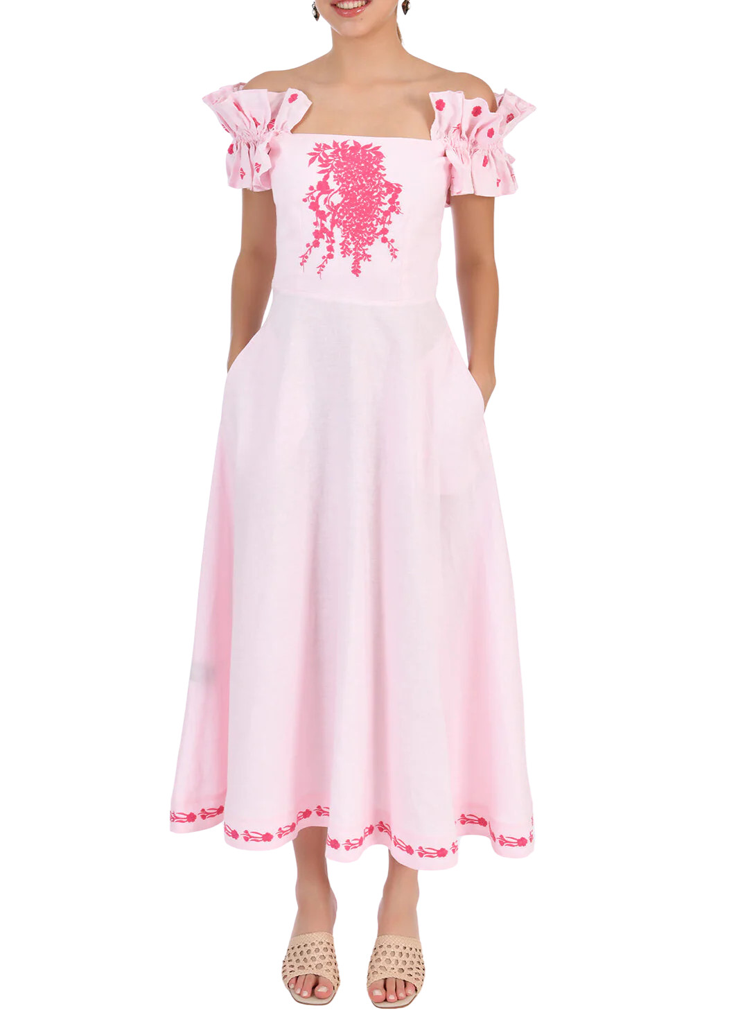 Alya Embroidered Midi Dress | Over The Moon Gift