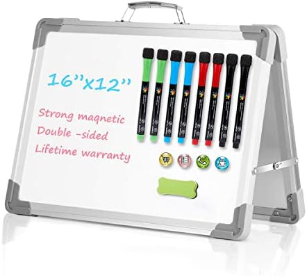 Small Dry Erase White Board – Magnetic Desktop Foldable Whiteboard Portable Mini Easel Double S... | Amazon (US)
