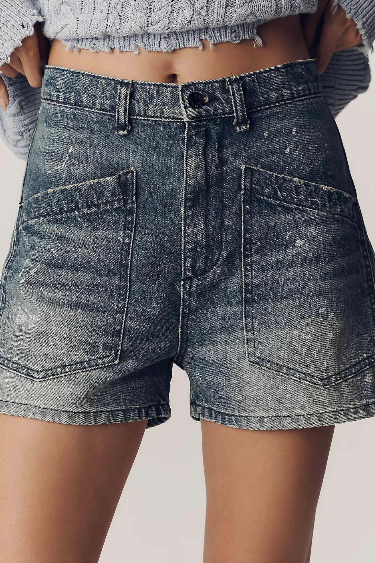 ASKK NY Virginia Paint Splatter Denim Shorts | Anthropologie (US)