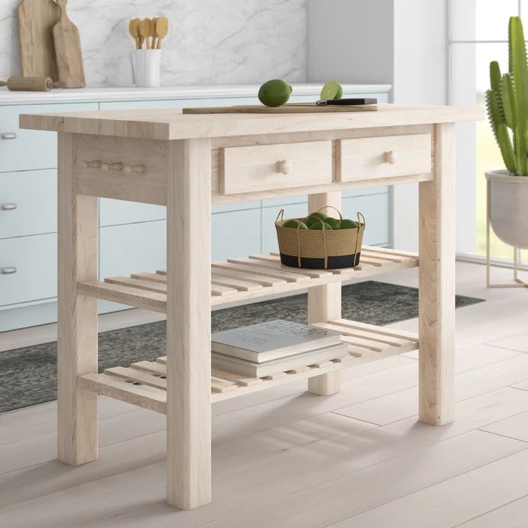 Supranowitz 48'' Wide Rolling Kitchen Island with Solid Wood Top | Wayfair North America