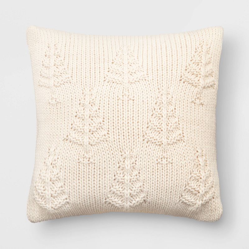 Christmas Tree Knit Square Throw Pillow Ivory - Threshold&#8482; | Target