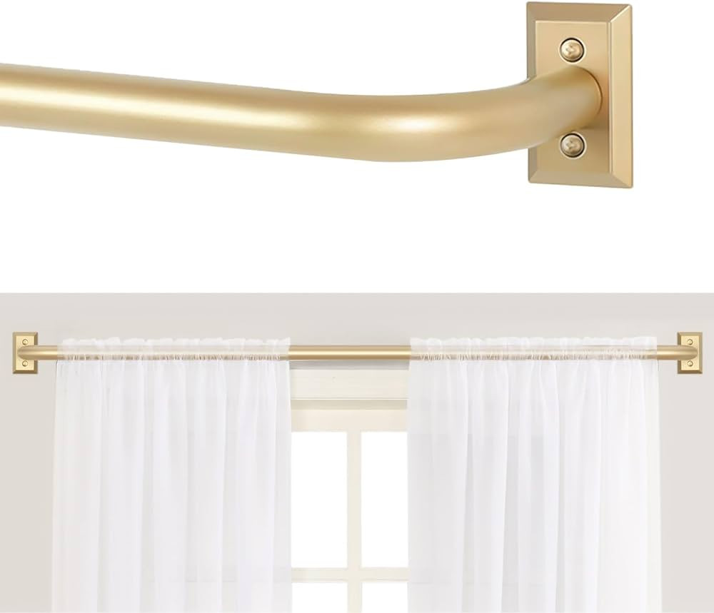 Gold Wrap Around Curtain Rods,Gold Curtain Rods for windows 48 to 84 inch(4-7Ft),Adjustable Black... | Amazon (US)