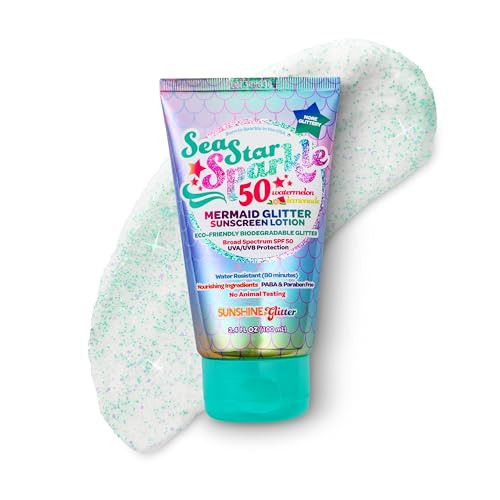 Seastar Sparkle - Mermaid Watermelon Lemonade Scented Glitter Sunscreen - SPF 50 - Biodegradable Sunscreen, Water Resistant, Glitter lotion, Cruelty Free, Kids Lotion, Made in USA, 3.4oz | Amazon (US)