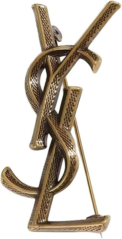 Gold Tone Brooch Pin, Gold Tone Metal, Golden Interlocking Letter Design Brooch,Designer Inspired... | Amazon (US)