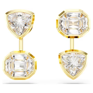 Pendientes ear jacket Imber, Diseño asimétrico, Tallas mixtas, Blancos, Baño tono oro por SWAR... | SWAROVSKI