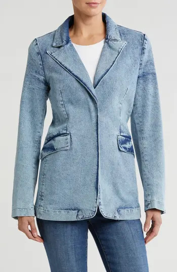 Good American Uniform Fitted Denim Blazer in Indigo554 at Nordstrom Rack, Size Large | Nordstrom Rack