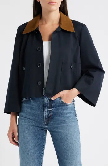 FRAME Corduroy Collar Crop Jacket | Nordstrom | Nordstrom