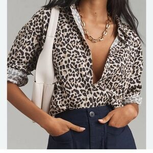 Anthropologie The Bennet shirt by Maeve size xxs Leopard Print | Poshmark