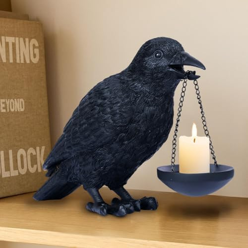 Gothic Home Decor Raven Lamp Tealight Candle Holder Halloween Decorations Indoor Fake Crow Light ... | Amazon (US)