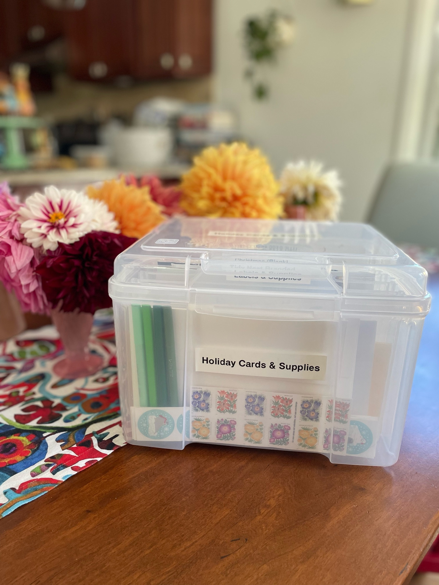 We find that holiday cards are a major culprit for holiday clutter. Take some time to edit your collection and then contain using a greeting card storage box like this one  

#LTKHome #LTKSeasonal