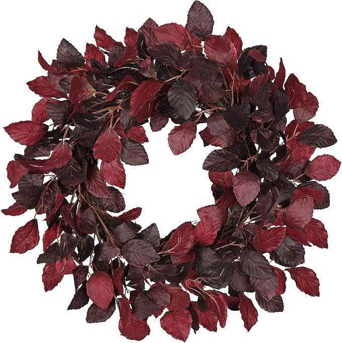 Artificial Fall Leaf Wreath for Front Door – 20" Autumn Wreath with Lifelike Fagus Sylvatica Fo... | Amazon (US)