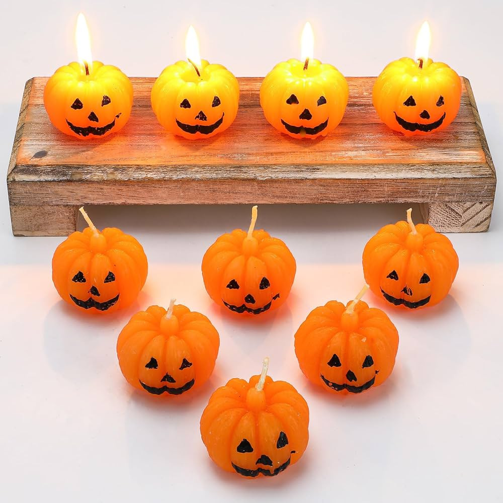 Jutom 20 Pieces Halloween Ghost Pumpkin Candles Decor Burning Candles Soy Wax Spooky Candle Decor... | Amazon (US)