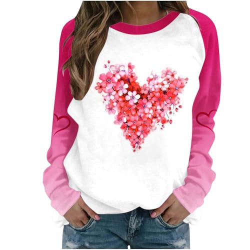 Ceboyel Valentine Day Shirts For Women Love Heart Crewneck Sweatshirt Cute Gnome Sweater Tops Pullover Outfits Clothes Cute Valentine Tops For Women Red M | Amazon (US)