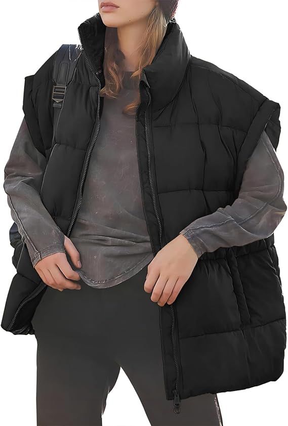Miladusa Women's Outwear Vest - Stand Collar Lightweight Oversized Zip Bubble Puffer Vest for Wom... | Amazon (US)
