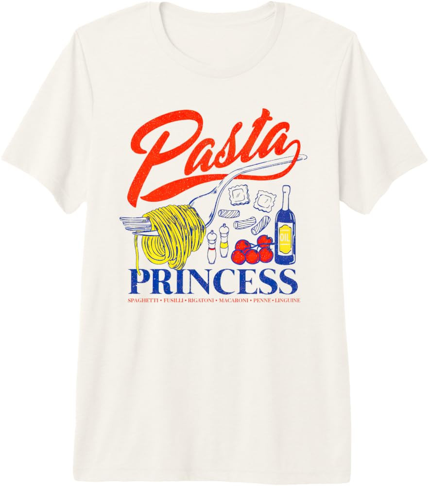 Pasta Princess Retro Italian Noodle Foodie Lover Premium Tri-Blend T-Shirt | Amazon (US)