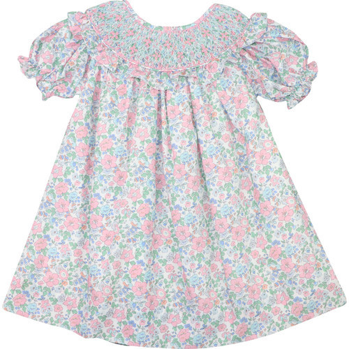 Pink And Blue Liberty Floral Smocked Ruffle Dress - Shipping Early March | Cecil and Lou