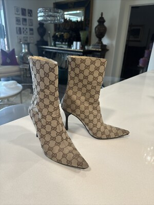 GUCCI GG Monogram Cloth Ebony Ankle Boots 7 1/2 B 115155 | eBay | eBay US