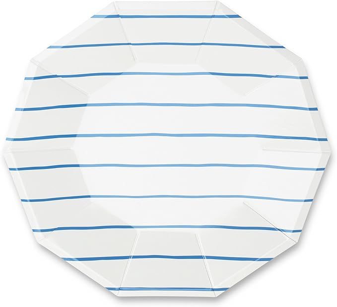 Daydream Society Frenchie Striped Large Paper Party Plates, Pack of 8, Cobalt Blue | Amazon (US)