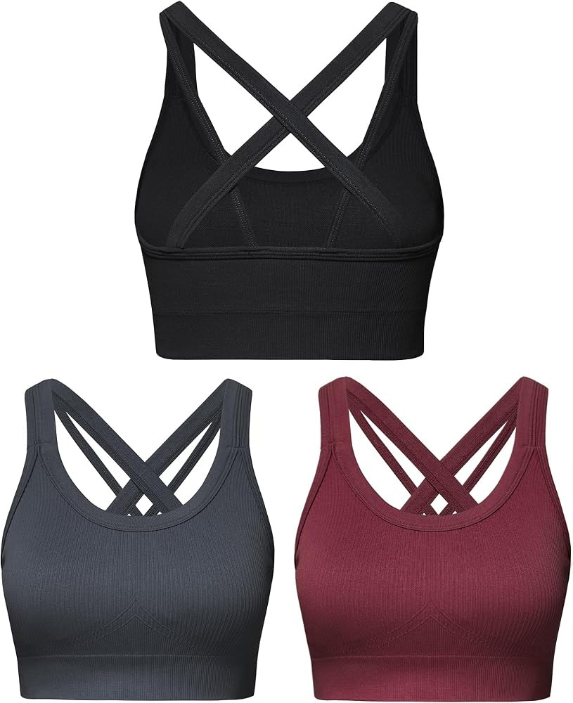 Sports Bras for Women HIigh Support, Criss-Cross Back Padded Strappy High Impact Sports Bras for ... | Amazon (US)