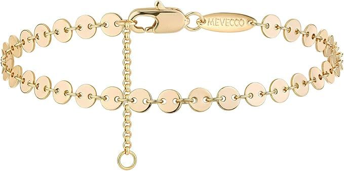 Mevecco Gold Tiny Pearl Bracelet,14K Gold Plated Cute Beaded Freshwater Cultured Pearls Tiny Char... | Amazon (US)